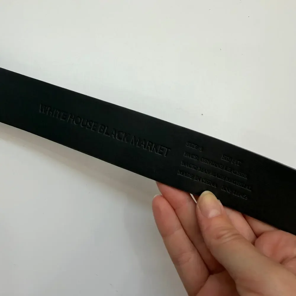 White House Black Market Black Leather Belt Small